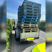 The van stopped by police outside Harrogate for having an unsecured load