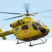 A motorcyclist was rushed to hospital by air ambulance after being injured in a collision on a North Yorkshire road today