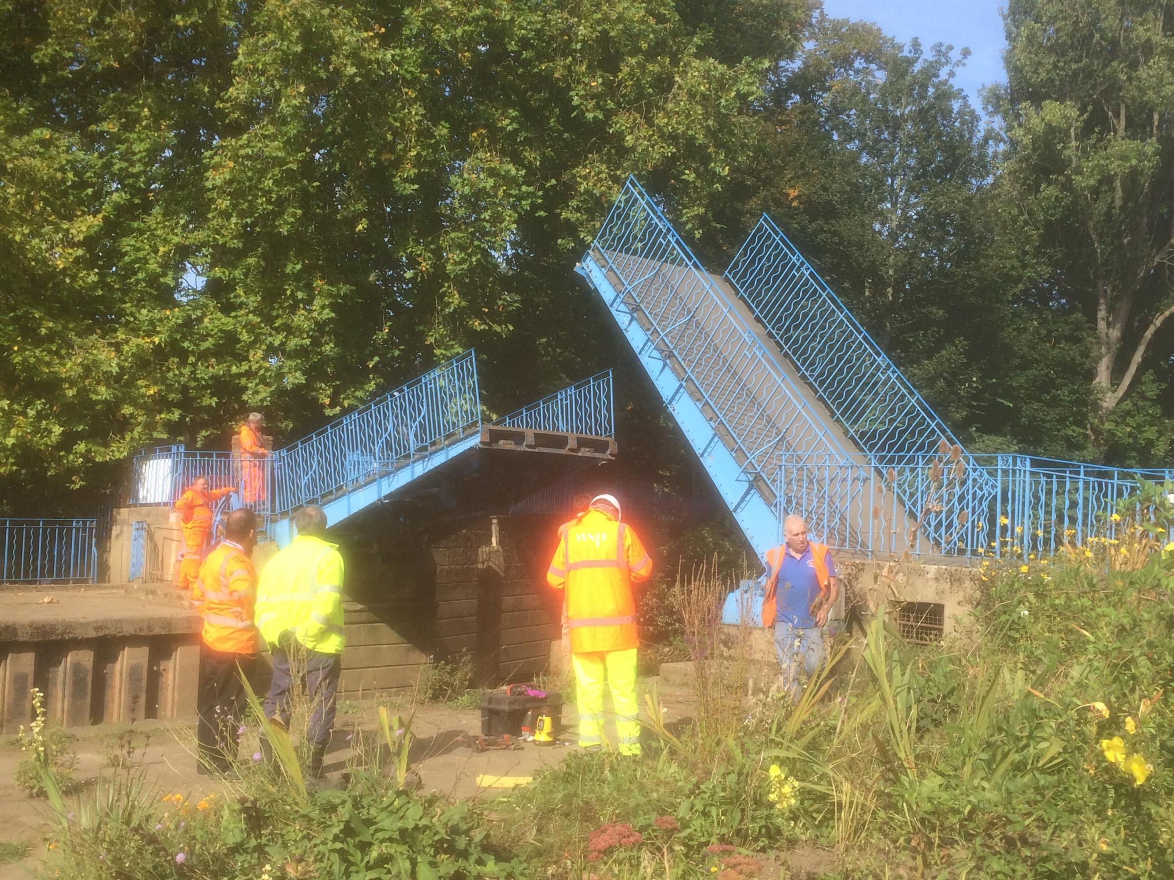 Surveying works at York bridge which will undergo refurbishment