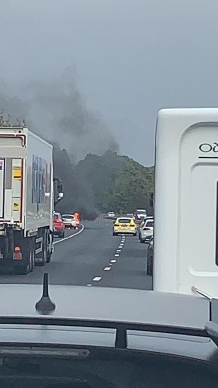 Car on fire on A64 near Tadcaster