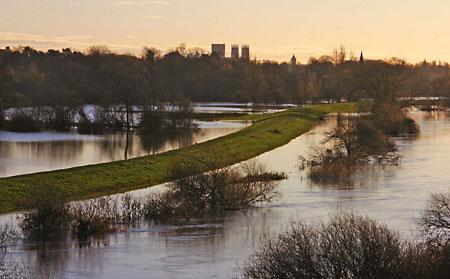 Flood water in York as seen from from the A1237. Picture: Helen Willis