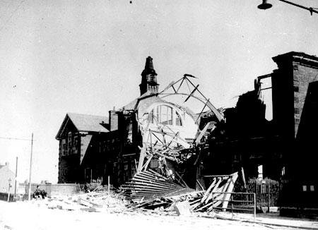 Poppleton Road School, York, after it was bombed during the Second World War.