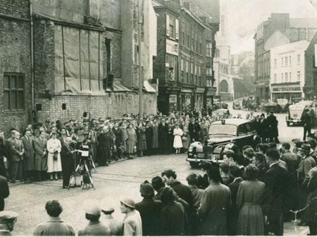 15th October, 1955, and Ald. F. Brown opens York's new £22,000 Stonebow highway to traffic.