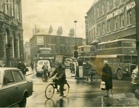 This picture was taken in 1965 and went with a story that read, 'The familiar sight of a policeman on duty at Nessgate corner could soon be a memory of the past...'
The three buses were numbered 1 to Tang Hall, 6 to Viking Road, and 9 to Clifton.