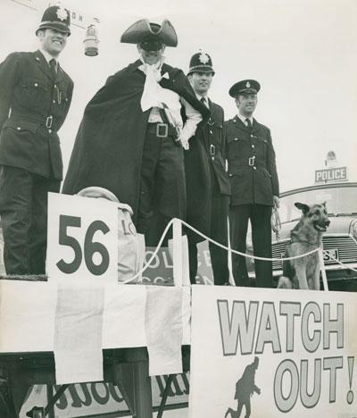 The Lord Mayor's Parade in 1971.  The theme of the police float was of course Dick Turpin.