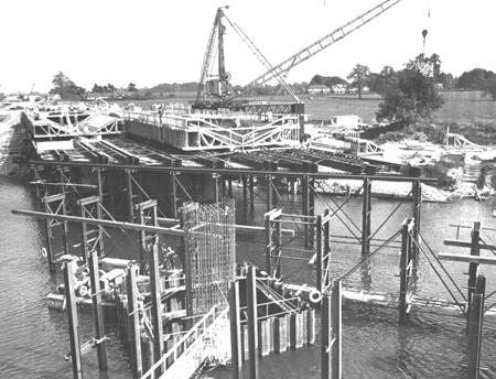 The late Jimmy Brownhill, Chief Photographer at the Evening Press, climbed to the top of a gantry crane to take this picture of the bridge over the River Ouse being built at Bishopthorpe in 1975. 