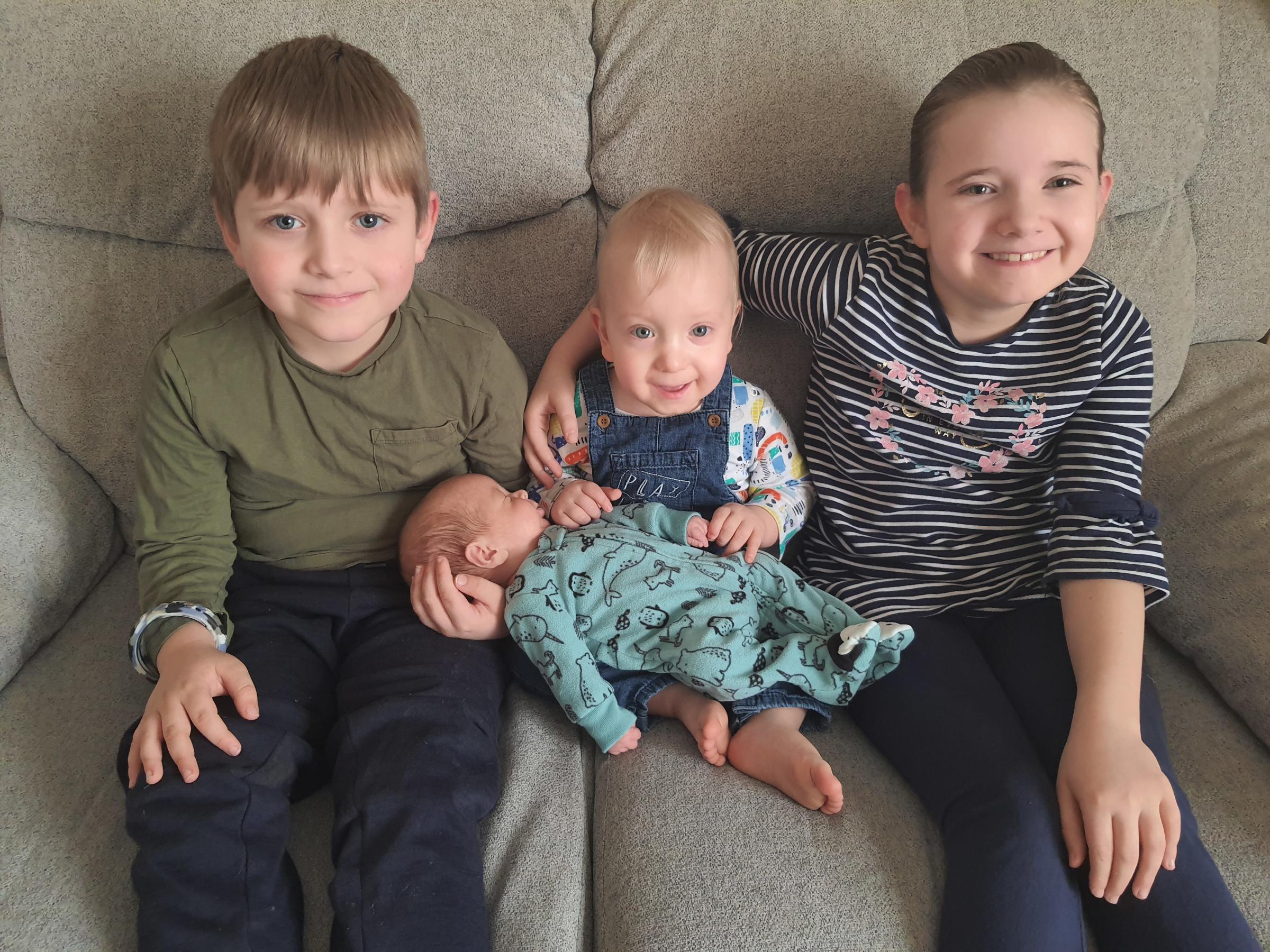 Hudson meets his siblings at last: Gracie, Brinley and Oakley