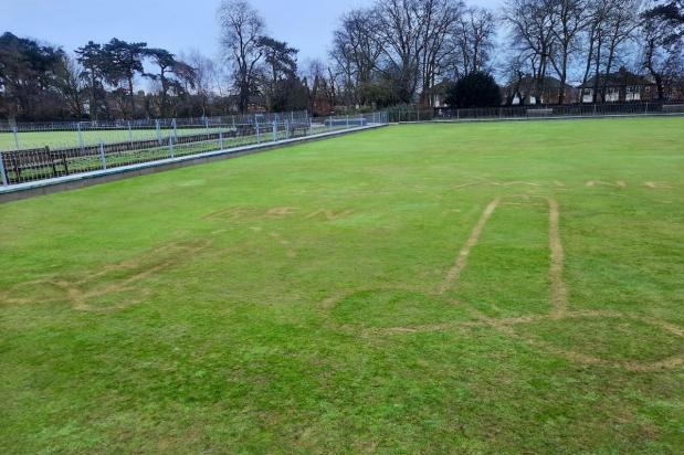 The vandalised bowling green in West Bank Park Picture: Daniel Willers