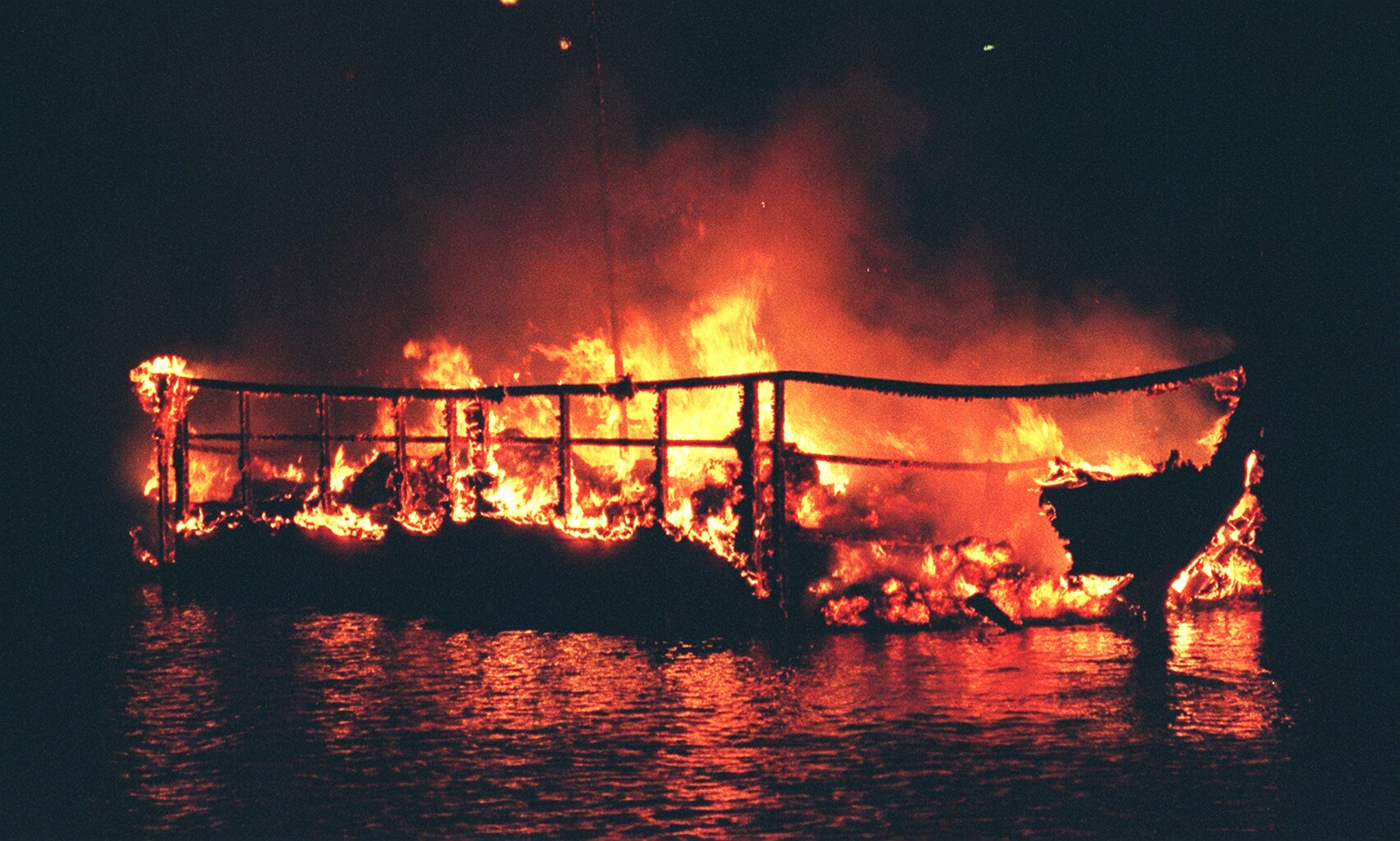 A photo of the boat burning ceremony in York 