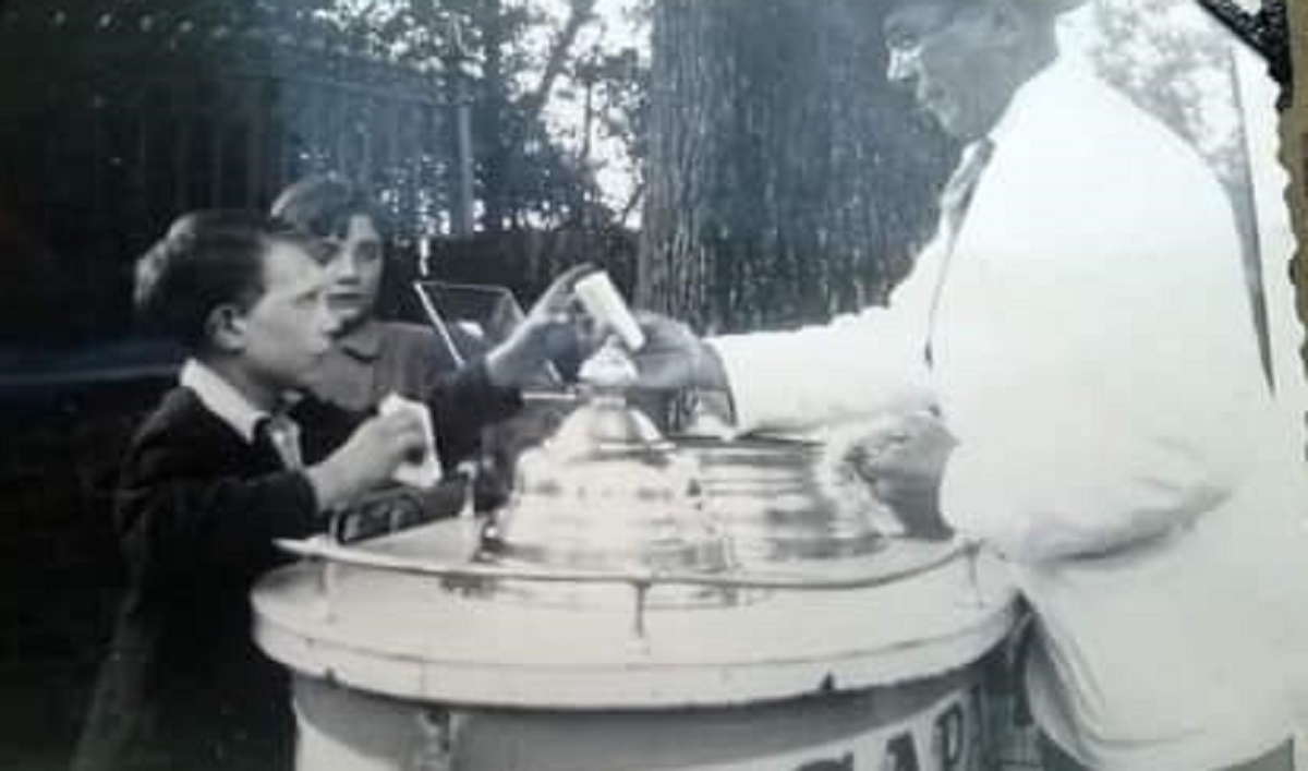 Capaldis ice cream outside Rowntree Park - Lynnes uncle Malcolm Murfitt being served