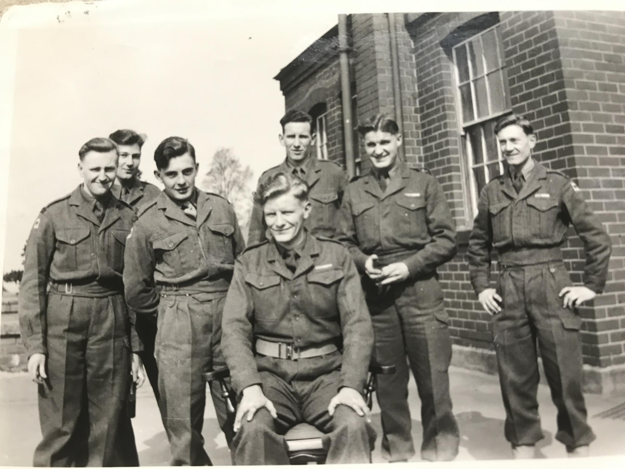 Jim Hammond, far right, in uniform 