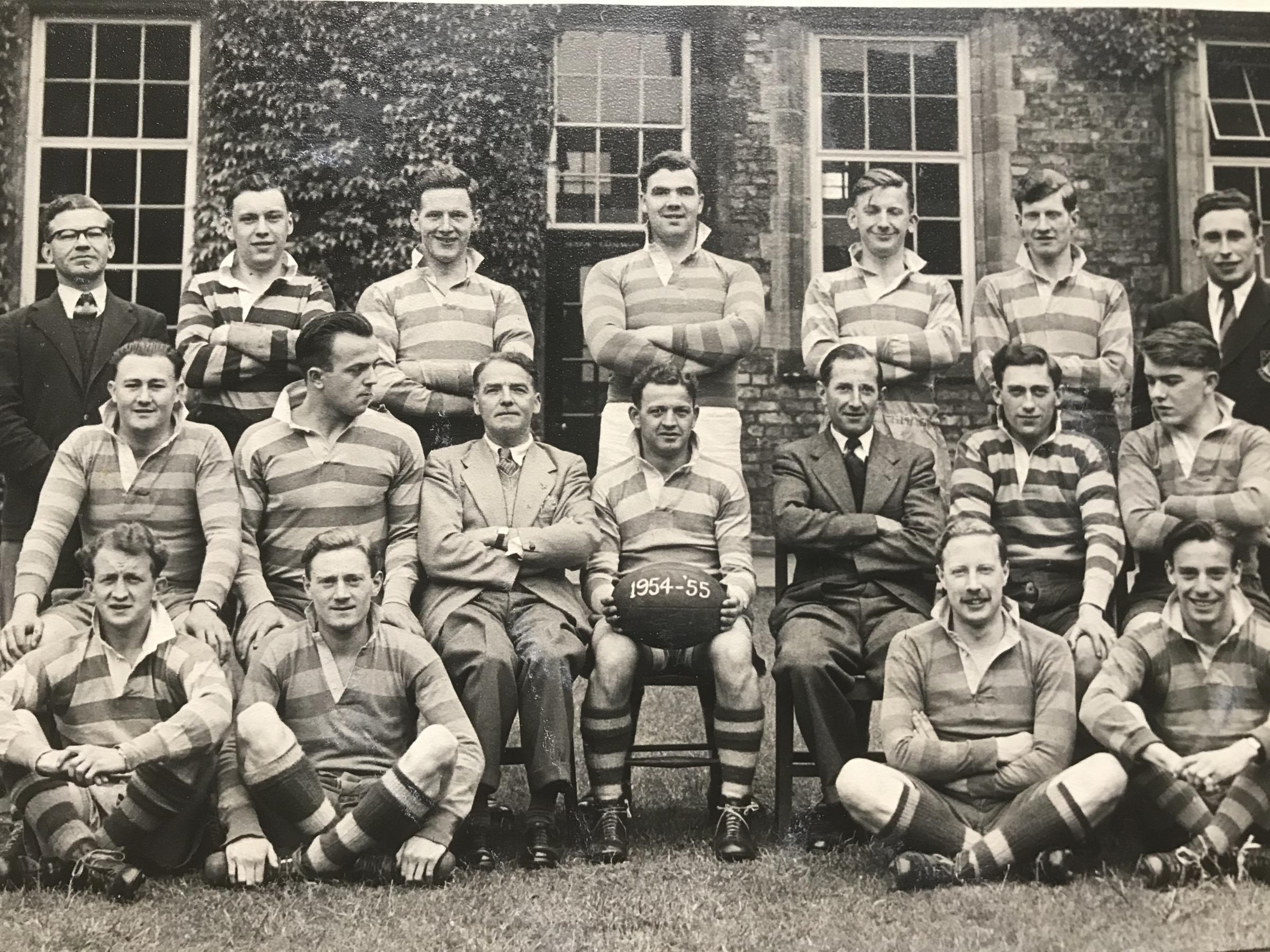 Jim Hammond, bottom row second from left, in the rugby team at St John’s College, York