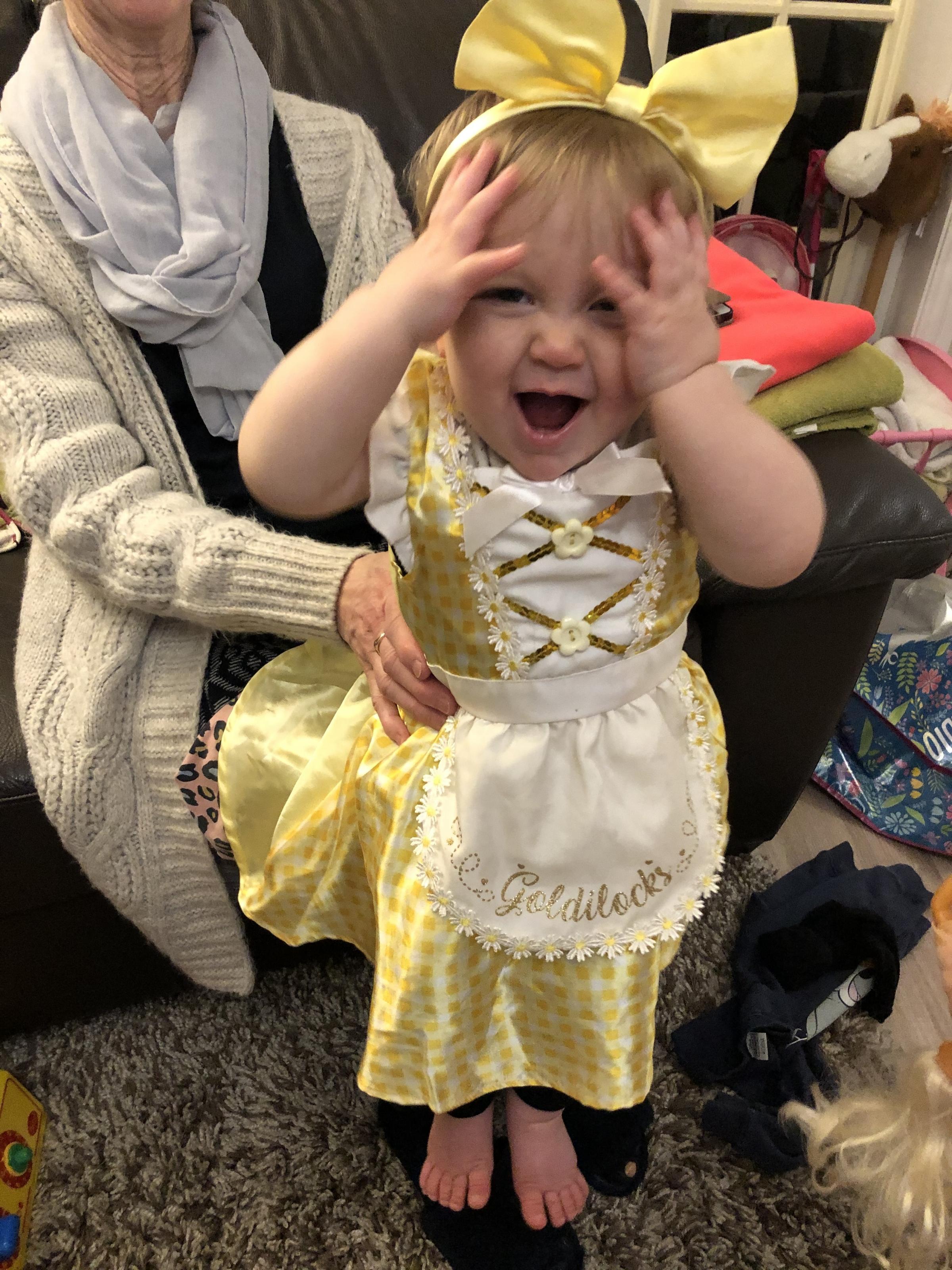 Georgie dressed up as Goldilocks as she approaches her first birthday