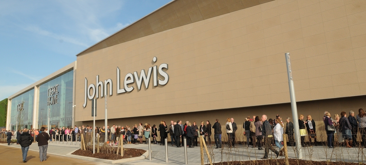 Crowds queue ouside John Lewis at the opening of their new store at the opening of the Vangarde Shopping Park. Picture : Garry Atkinson.