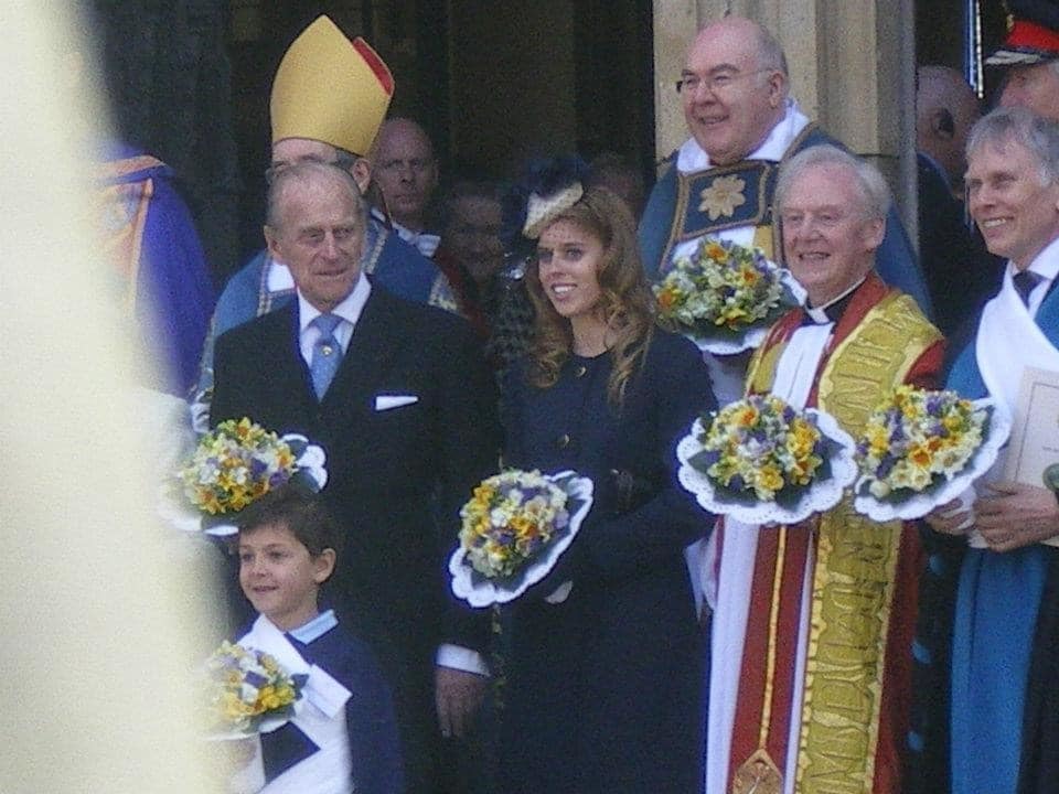 Prince Philip with Princess Beatrice at York Minster in April 2012 - photo by Kerry Hodson