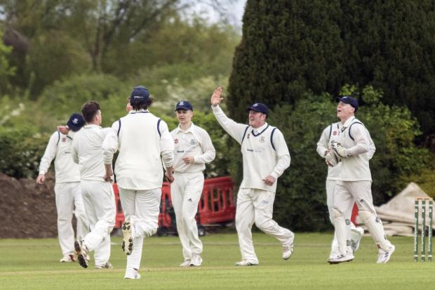 Woodhouse Grange celebrate Tom Neal's wicket against Clifton Alliance. Picture: Ian Parker
