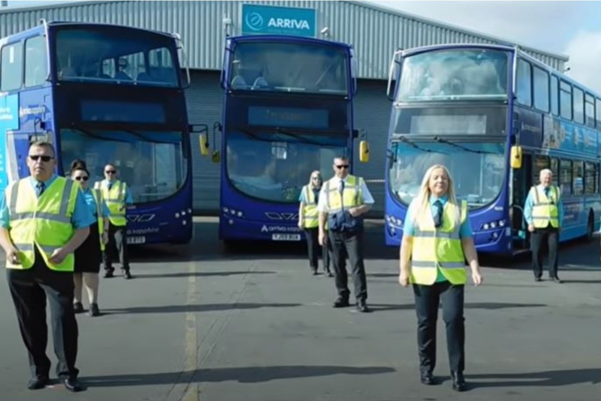 Bus drivers on the Arriva 415 York to Selby route take part in the Jerusalema global video dance challenge