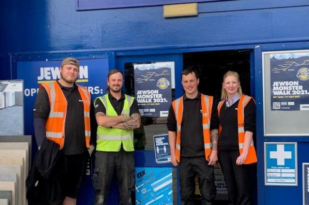 Second right, Simon White, who will be doing the walk, with, from left, work-mates Jordan Outterson, Dan Spencer, and Selby store manager Harriet Lyon-Yaqub