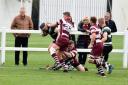 York RUFC's Will Scholey drives through the Wirral defence. Picture: Rob Long
