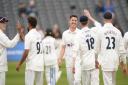 Yorkshire's Matthew Fisher celebrates taking the wicket of Gloucestershire's Miles Hammond with his team mates during day one of the LV= Insurance County Championship division one match at the County Ground, Bristol. Picture: David Davies/PA Wire
