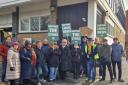 The picket line outside BBC Radio York during the last strike in March