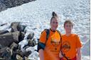 Lucas Hughes and his mother Marie on the snowline of Ben Nevis, Scotland's highest mountain