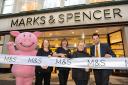 A ribbon cutting ceremony was held to celebrate the new look. Pictured: Percy Pig with Debs Watson, Liz Wright, Debs Dews, and Luke Smith