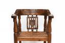 A Robert 'Mouseman' Thompson English Oak Monk's Chair, with Coat of Arms for Ampleforth Abbey.