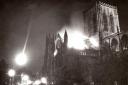 Fires sweeps through the south transept of York Minster in July 1984
