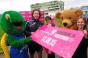 Yorkshire Cricketer Ryan Sidebottom with mascots and charity representatives and Plusnet's Caroline Richardson (front right) at the launch of this years Yorkshire Marathon. Picture: Anthony Chappel-Ross