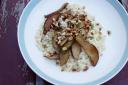 Risotto with caramelised balsamic pears, blue cheese and pine nuts