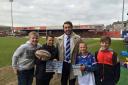 James Ford with the four lucky lads after last week's match