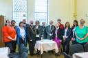 The civic party pictured with centre trustees and staff members at the hall's anniversary celebration