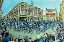 Jean Boswell’s award-winning painting of the Tour de Yorkshire in York