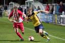 Tadcaster Albion's Casey Stewart, in yellow, netted a brace against Frickley