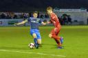 Harry Coates in action for Tadcaster Albion during their 2-0 defeat at Stamford. Picture: Lee Hellwing