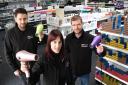New business PR Salon Supplies , Clifton  Moor with (l-r), Eddie Johnson, Steph Beaulah and Rob Pailor  Picture Frank Dwyer