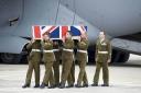 The body of Lance Bombardier Matthew Hatton of the 40th Regiment, The Royal Artillery, is  repatriated at RAF Lyneham in Wiltshire