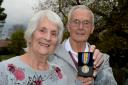 Dorothy Turpin is presented with her grandfather’s First World War medal of her relative Private George Henry Sykesby Cyril Binns, who found it the medal in Fulford