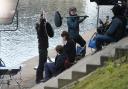 Laura Fraser filming a scene for Patience outside York City Rowing Club near the River Ouse on Friday