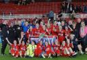 York City Ladies are pictured with their county cup silverware.