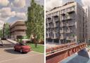 Artist's impressions of St George's Field multi storey car park, left, and Castle Mills apartments, right