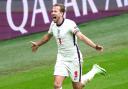 England captain Harry Kane celebrates scoring the Three Lions’ second goal of the game and his first of Euro 2020 in their 2-0 round-of-16 win over Germany at Wembley. Picture: Mike Egerton/PA Wire