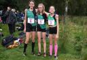 City of York Athletics Club under-13 girls’ cross country team at Cleckheaton. From left to right: Isabel Madden, Annabelle Coxon and Lucy Gilbertson