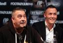 Trainer Sean O’Hagan (left) and Josh Warrington (right) during a press conference at Carriageworks Theatre, Leeds. Picture: Simon Cooper/PA Wire