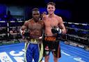 York boxer George Davey (right) and opponent Serge Ambomo (left). Picture: Stephen Dunkley/Queensbury Promotions