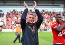 York City manager John Askey applauds the fans after the Vanarama National League North play-off final victory over Boston United in May. Picture: Tom Poole