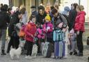 Five Ukrainian refugee families in York 'at risk of homelessness'. Pictured: Ukrainian families fleeing their home country last year after the Russian invasion