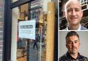 Left: The Levis shop in High Ousegate demonstrating that it has had the memo on keeping doors shut to reduce heat loss. Right, top to bottom: Andrew Lowson of York BID and David Skaith of the York High Street Forum
