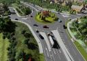 Computer-generated image showing what one of the upgraded roundabouts on a dualled A1237 might look like